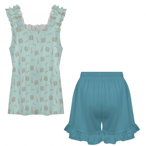 Women's Ruffled Cami Top & Shorts Pajama Set