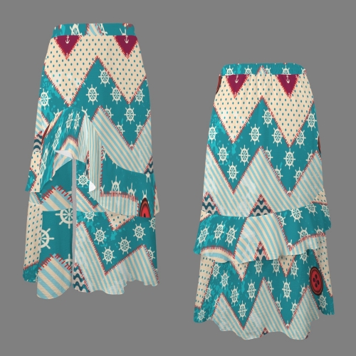 Women's High Waist Slit Ruffle Maxi Skirt