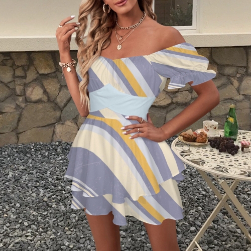 Women's Off Shoulder Ruffle Hem Dress