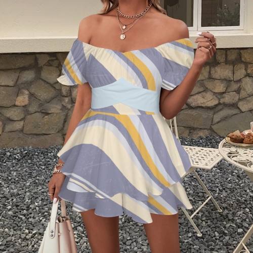 Women's Off Shoulder Ruffle Hem Dress