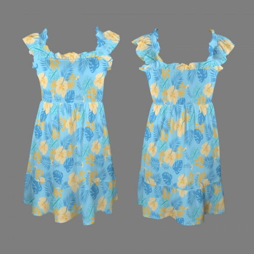Women's Square Neck Sleeveless Ruffle Strap Dress