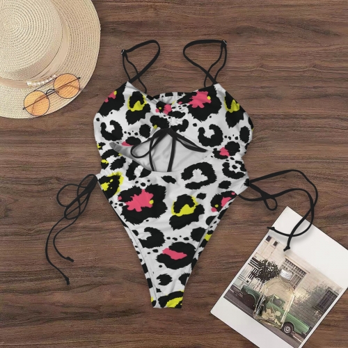 Women's Drawstring Cutout One Piece Swimsuit
