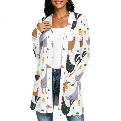 Women's Long Sleeve Cardigan With Pockets