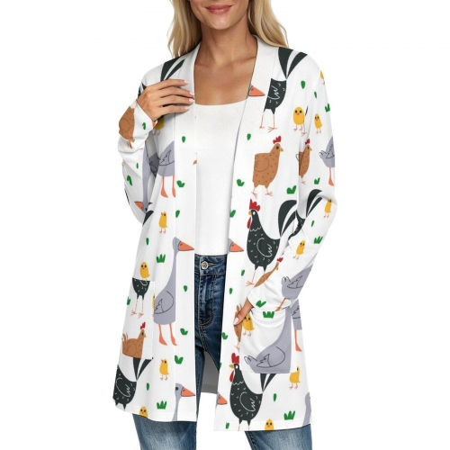 Women's Long Sleeve Cardigan With Pockets
