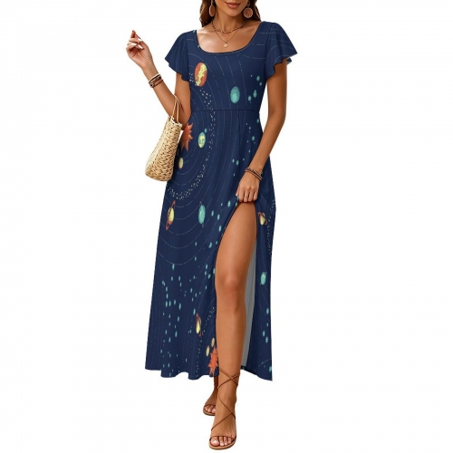 Women's Ruffle Sleeve Back Tie Dress