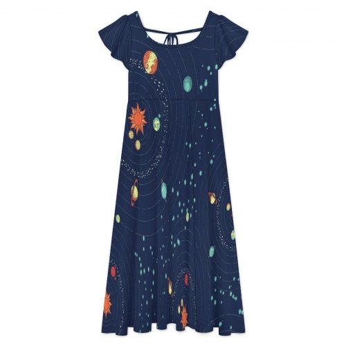 Women's Ruffle Sleeve Back Tie Dress
