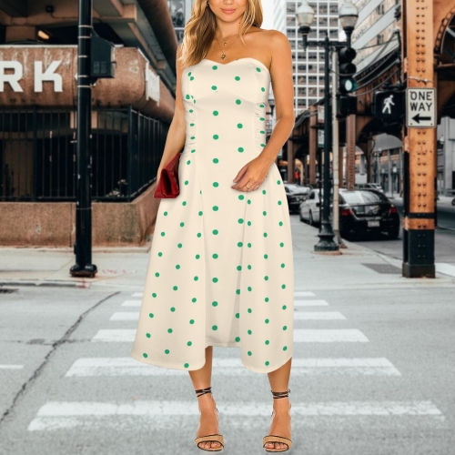 Women's Strapless Waist-Cinched Flowy Maxi Dress