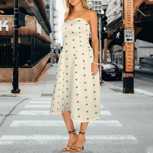 Women's Strapless Waist-Cinched Flowy Maxi Dress