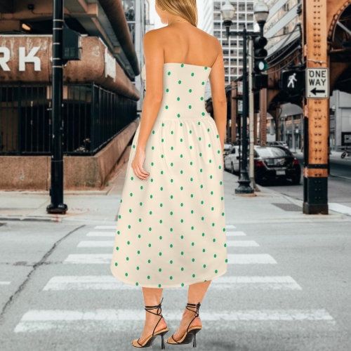 Women's Strapless Waist-Cinched Flowy Maxi Dress