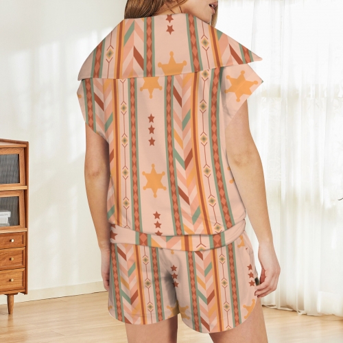 Women's Collared Half-Zip Top with Drawstring Shorts Set