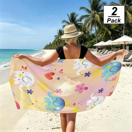 Beach Towel 29" x 58" (2-Pack, Customized Separately) | Ships from USA