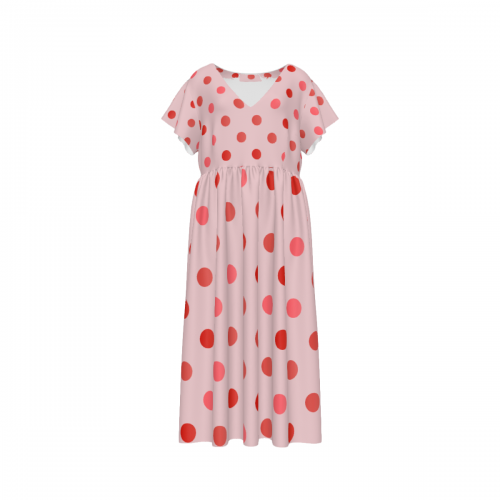 Women's Chiffon V-neck Short-Sleeved Loose Dress