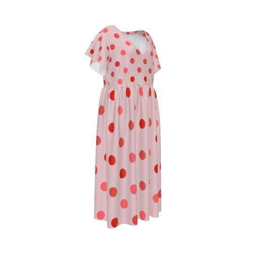 Women's Chiffon V-neck Short-Sleeved Loose Dress