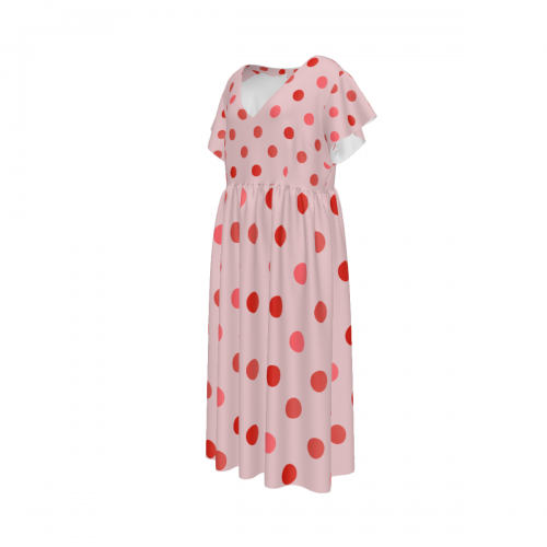 Women's Chiffon V-neck Short-Sleeved Loose Dress