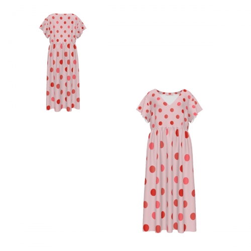 Women's Chiffon V-neck Short-Sleeved Loose Dress
