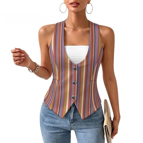 Women's Sleeveless Suit Vest with Buttons