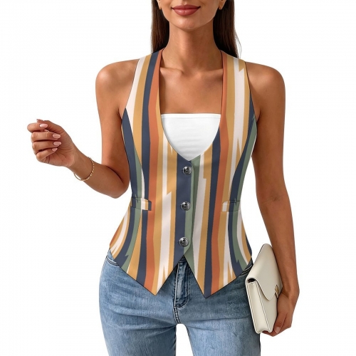 Women's Sleeveless Suit Vest with Buttons