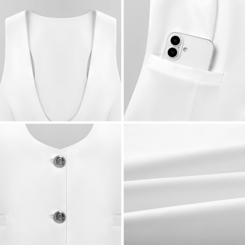 Women's Sleeveless Suit Vest with Buttons