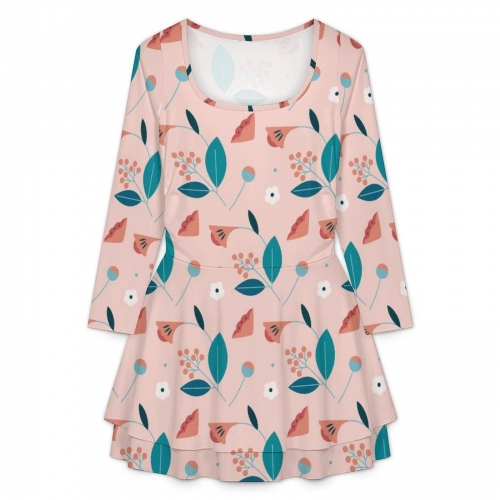 Women's Square Neck Ruffled Mini Dress