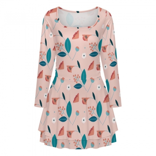 Women's Square Neck Ruffled Mini Dress