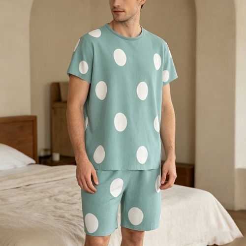 Men's Short Sleeve Crew Neck Pajama Set