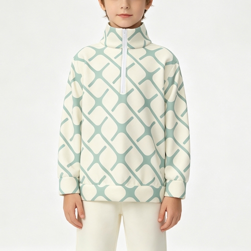 Children’s Stand Collar Long-Sleeve Half-Zip Sweatshirt