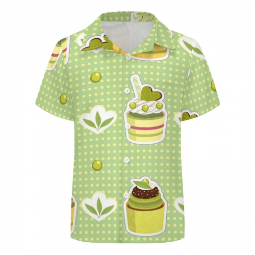 All Over Print Cotton Kid's Short Sleeve Shirt with Chest Pocket
