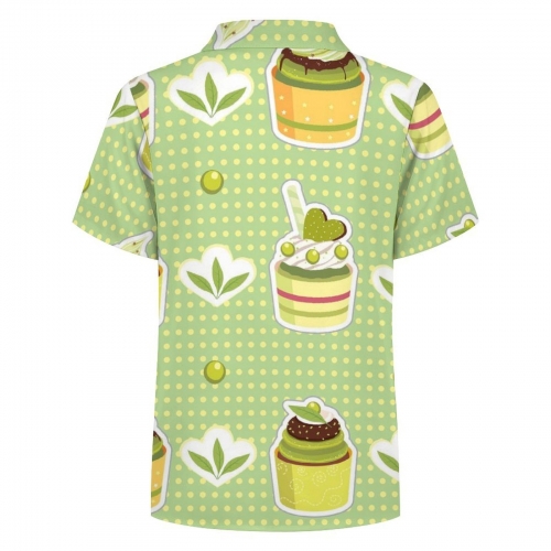 All Over Print Cotton Kid's Short Sleeve Shirt with Chest Pocket