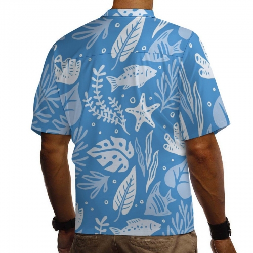 All Over Print Cotton Men's Cuban Collar Short Sleeve Shirt