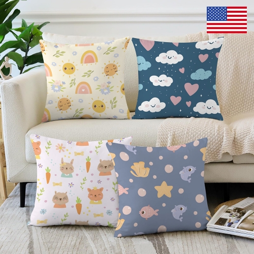 Custom Pillow Cases 18" x 18" (4-Pack, Customized Separately) | Ships from USA