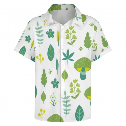 All Over Print Cotton Men's Lapel Short Sleeve Shirt without Pocket