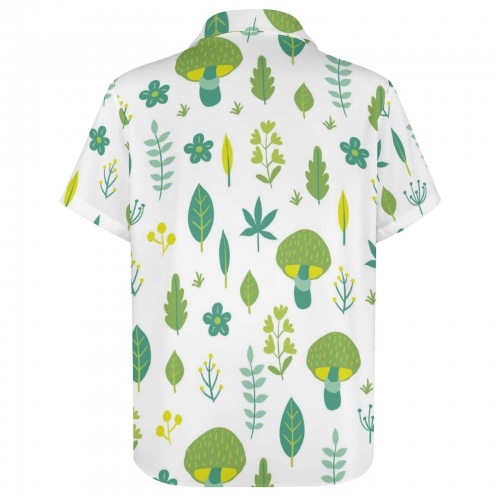 All Over Print Cotton Men's Lapel Short Sleeve Shirt without Pocket