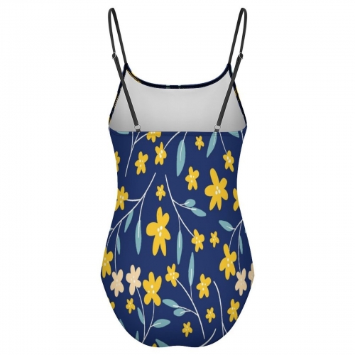 Women's Square Neck Mesh Spliced One Piece Swimsuit