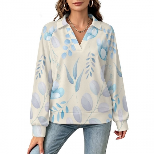Women's Casual Long Sleeve V-Neck Sweatshirt