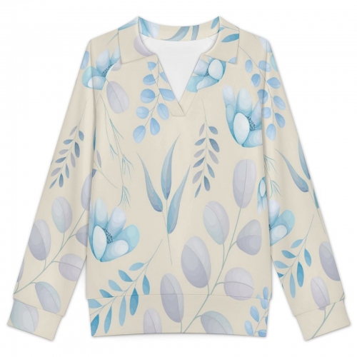 Women's Casual Long Sleeve V-Neck Sweatshirt