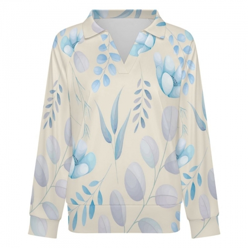 Women's Casual Long Sleeve V-Neck Sweatshirt