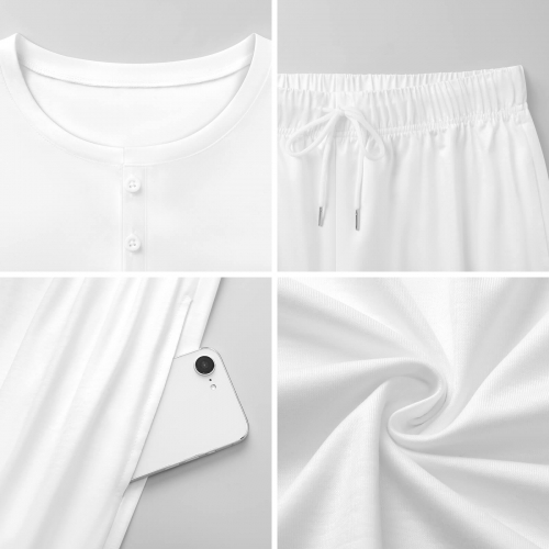 Men's Long Sleeve Henley Collar Pajama Set