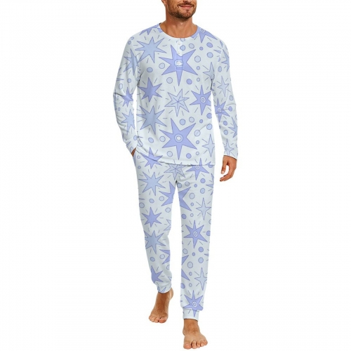 Men's Long Sleeve Henley Collar Pajama Set