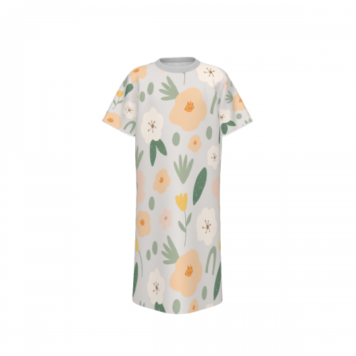 Girl's Round Neck Short Sleeve Nightgown