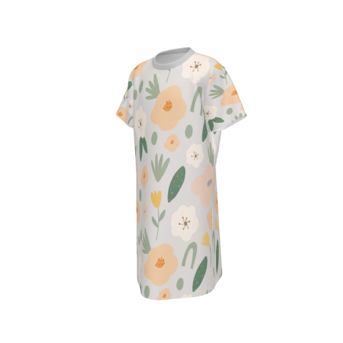 Girl's Round Neck Short Sleeve Nightgown