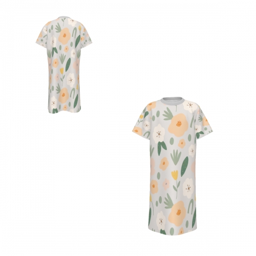 Girl's Round Neck Short Sleeve Nightgown