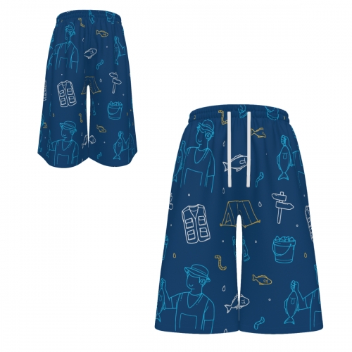 Men's Plus Size Drawstring Beach Shorts