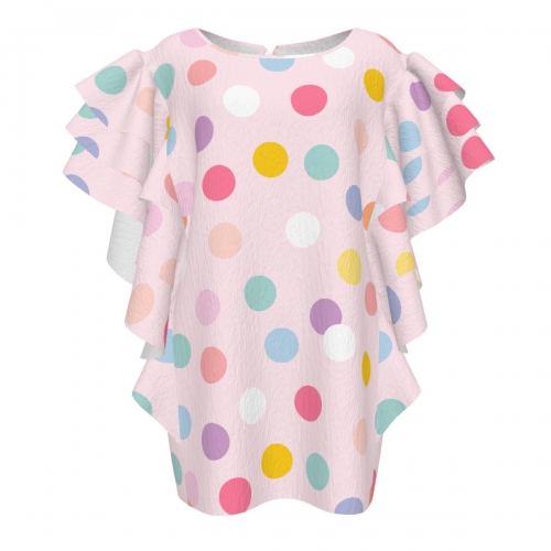 Women's Crew Neck Ruffle Short Sleeve Shirt