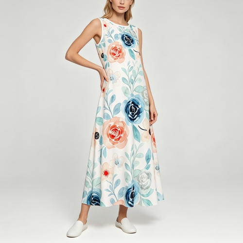 Women's Sleeveless Keyhole Back Midi Dress
