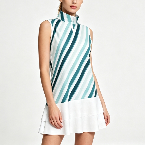 Women's Sleeveless Quarter Zip Ruffle Sports Dress