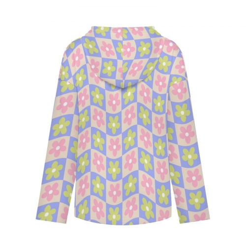 Women's V-Neck Button-Front Drawstring Hoodie