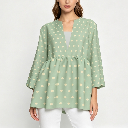 Women's Front V Neck Peplum Tunic Top