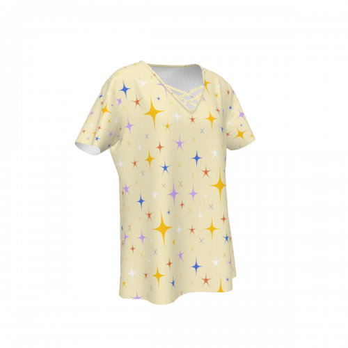 Women's Crisscross V Neck Short Sleeve Shirt