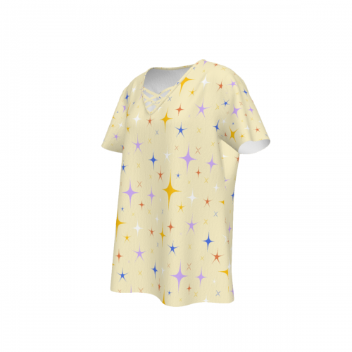Women's Crisscross V Neck Short Sleeve Shirt