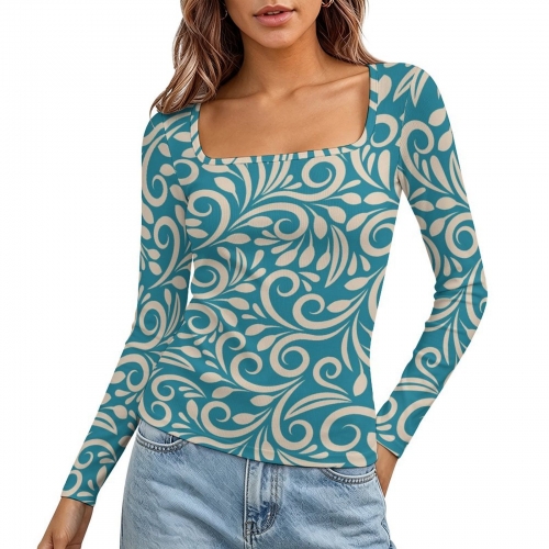 Women's Square Neck Long Sleeve Shirt